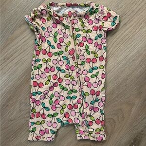 Posh Peanut Cherry Print Kids shorty Romper (9-12)